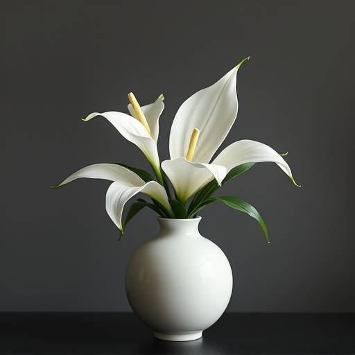 Lírio da Paz branco elegante em um vaso de cerâmica sofisticado
